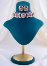 Regal Pink Gemstone Necklace Set (Yellow Gold) NEC002403