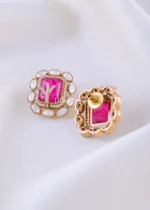 Regal Pink Gemstone Necklace Set (Yellow Gold) NEC002403 - Image 3
