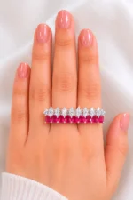 Regal Pink Sparkle Ring (Silver) RING02698 - Image 4