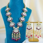 Regal Red Meena Kundan Polki Rani Haar (Yellow Gold) NEC001578