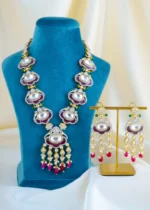 Regal Red Meena Kundan Polki Rani Haar (Yellow Gold) NEC001578