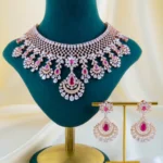 Regal Ruby Bridal Necklace Set (Rose Gold) NEC001565