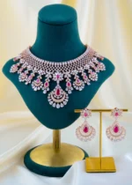 Regal Ruby Bridal Necklace Set (Rose Gold) NEC001565