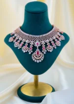 Regal Ruby Bridal Necklace Set (Rose Gold) NEC001565 - Image 3