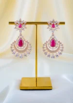 Regal Ruby Bridal Necklace Set (Rose Gold) NEC001565 - Image 4