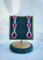 Regal Ruby Red Necklace Set (Silver) NEC001196 - Image 3
