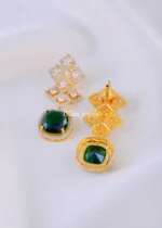 Regalia Green Earrings (Yellow Gold) EAR002079 - Image 3