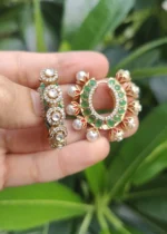 Reversible Baalis in Red with Green Meena (Victorian Gold) EAR000641 - Image 4