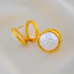 Reversible Pearl Hoops (Yellow Gold) EAR002073