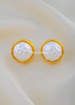 Reversible Pearl Hoops (Yellow Gold) EAR002073 - Image 2
