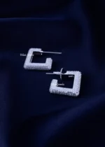 Rhodium Radiant Square Hoops (Silver) EAR002306