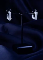 Rhodium Radiant Square Hoops (Silver) EAR002306 - Image 3