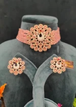 Rose-Quartz Mayur Choker (Rose-Gold)- NEC17022301