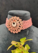 Rose-Quartz Mayur Choker (Rose-Gold)- NEC17022301 - Image 2