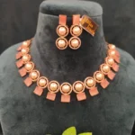 Rose- Quartz Pearl Necklace Set (Rose-Gold)- NEC15122201