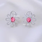 Rose Radiance Floral Earrings (Silver) EAR002197