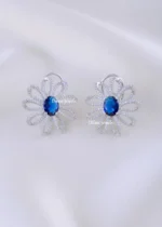 Royal Blue Daisy Earrings (Silver) EAR002198