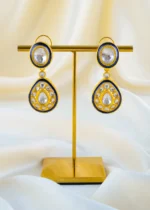 Royal Blue Meenakari Kundan Polki Necklace Set (Yellow Gold) NEC001571 - Image 2