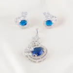 Royal Blue Sparkle pendant set (Silver) PSET02647