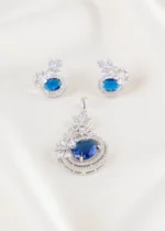 Royal Blue Sparkle pendant set (Silver) PSET02647