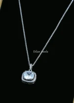 Royal Cushion Sparkle Necklace Set (Silver) NEC002578 - Image 2