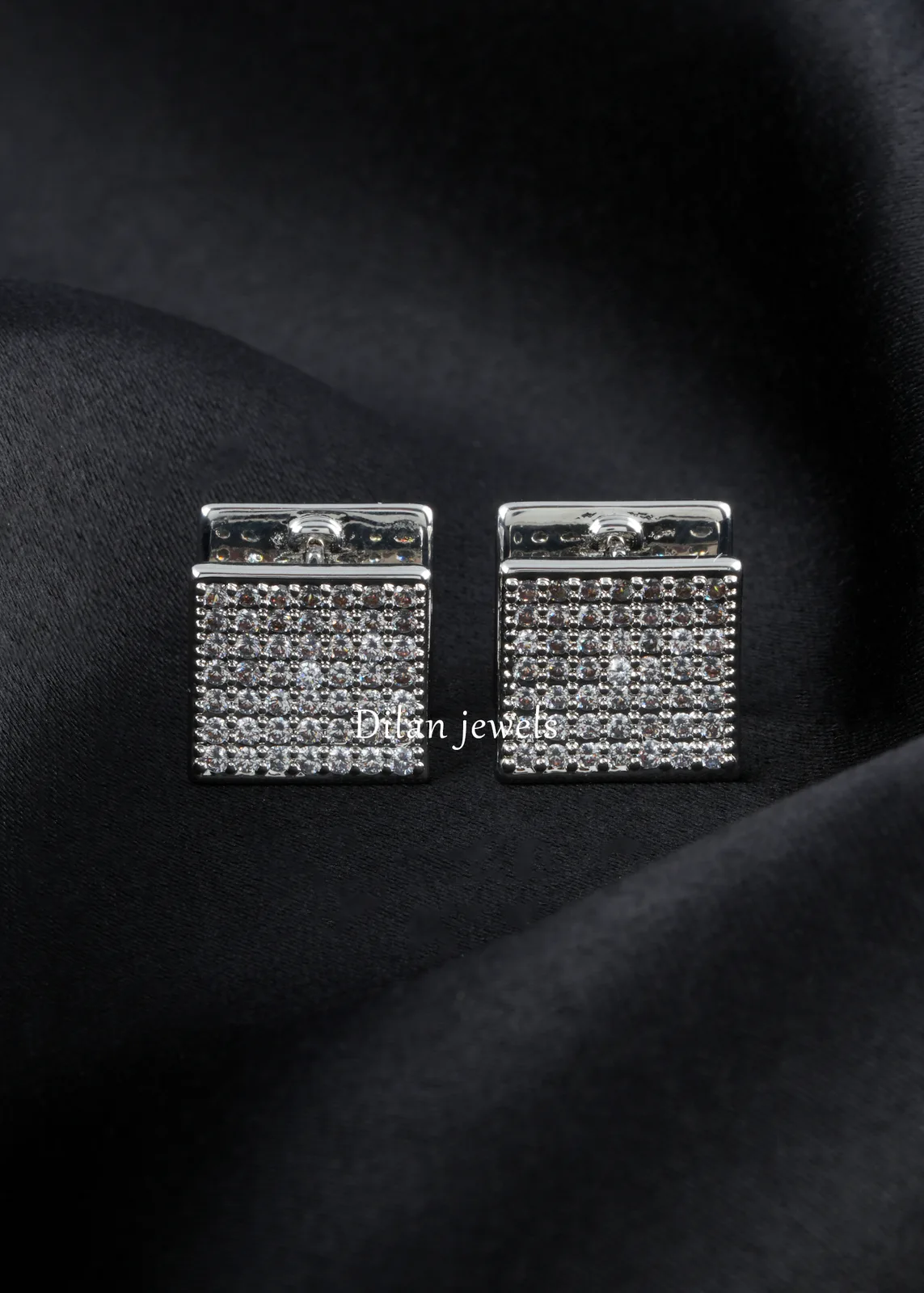Royal-Diamond-Square-Earrings-Silver-EAR002456a Royal Diamond Square Earrings (Silver) EAR002456 - Image 1