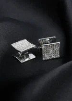 Royal Diamond Square Earrings (Silver) EAR002456 - Image 3