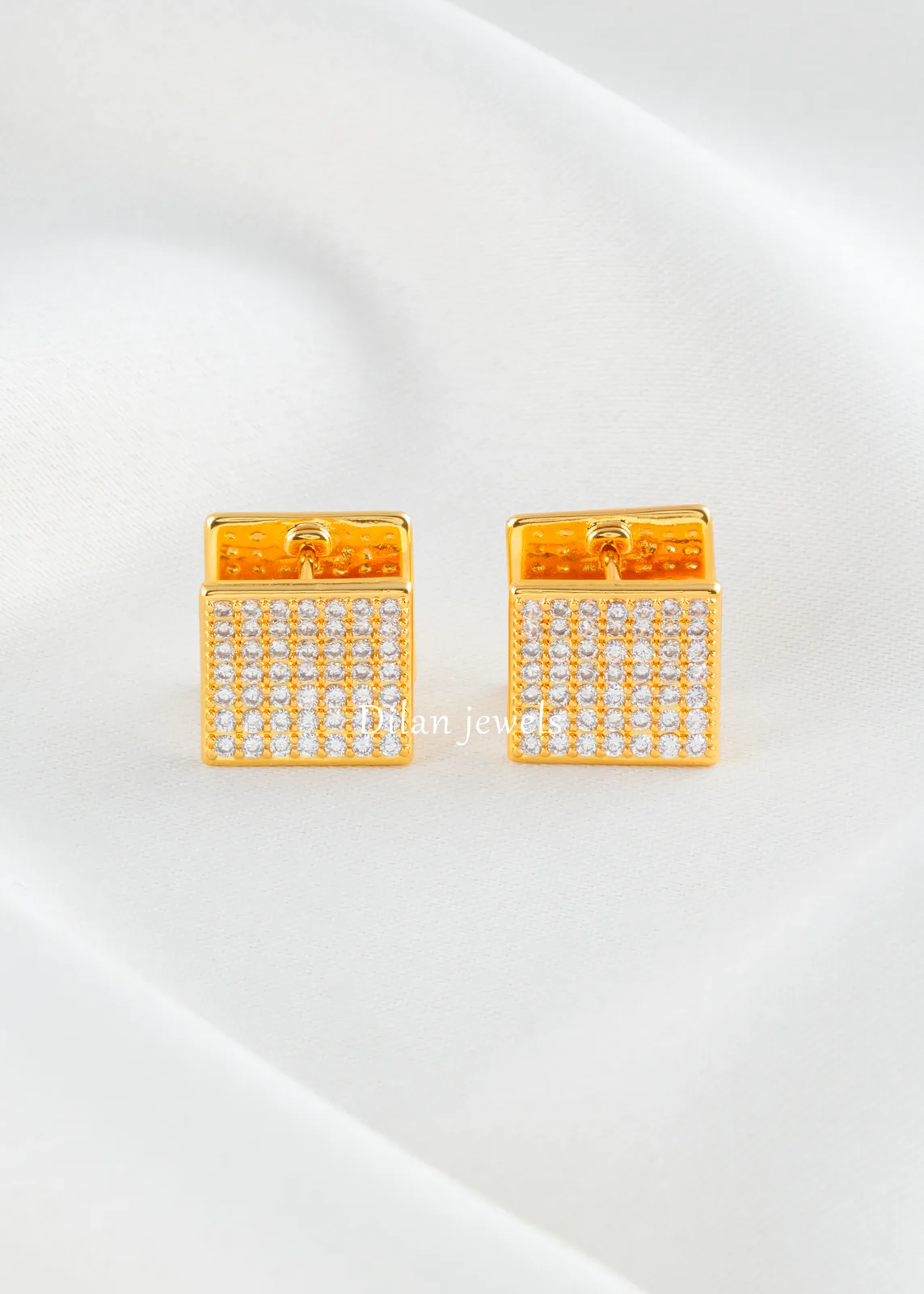 Royal-Diamond-Square-Earrings-Yellow-Gold-EAR002431a Royal Diamond Square Earrings (Yellow Gold) EAR002431 - Image 1