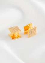 Royal Diamond Square Earrings (Yellow Gold) EAR002431 - Image 3