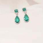 Royal Green Drop Earrings (Silver) EAR000519