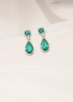 Royal Green Drop Earrings (Silver) EAR000519
