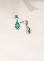 Royal Green Drop Earrings (Silver) EAR000519 - Image 2