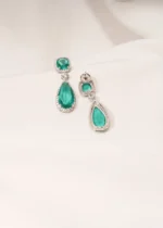 Royal Green Drop Earrings (Silver) EAR000519 - Image 3