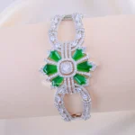 Royal Green Floral Bracelet (Silver) BRA002398