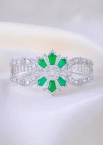 Royal Green Floral Bracelet (Silver) BRA002398 - Image 2