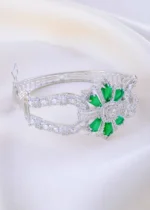 Royal Green Floral Bracelet (Silver) BRA002398 - Image 3