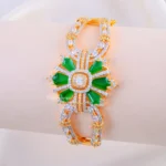 Royal Green Floral Bracelet (Yellow Gold) BRA002396