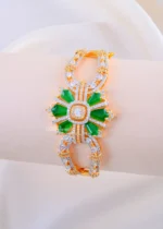 Royal Green Floral Bracelet (Yellow Gold) BRA002396