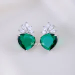 Royal Green Floral Earrings (Silver) EAR002233