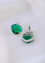 Royal Green Floral Earrings (Silver) EAR002233 - Image 3