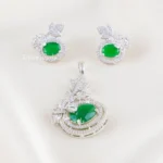 Royal Green Sparkle pendant set (Silver) PSET02645
