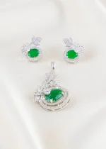 Royal Green Sparkle pendant set (Silver) PSET02645