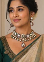 Royal Kundan Elegance Necklace Set (Yellow Gold) NEC002608 - Image 5