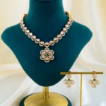 Royal Kundan Polki Floral Necklace Set (Yellow Gold) NEC001564