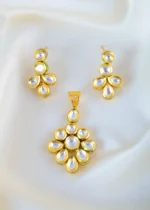 Royal Kundan Polki Pendant Set (Yellow Gold) PSET01458