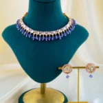 Royal Kundan Polki Purple Necklace Set (Yellow Gold) NEC001567