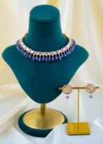 Royal Kundan Polki Purple Necklace Set (Yellow Gold) NEC001567