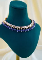 Royal Kundan Polki Purple Necklace Set (Yellow Gold) NEC001567 - Image 2
