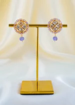 Royal Kundan Polki Purple Necklace Set (Yellow Gold) NEC001567 - Image 3