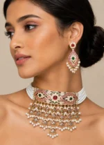 Royal Meher necklace set (Micron Gold) NEC002614 - Image 4